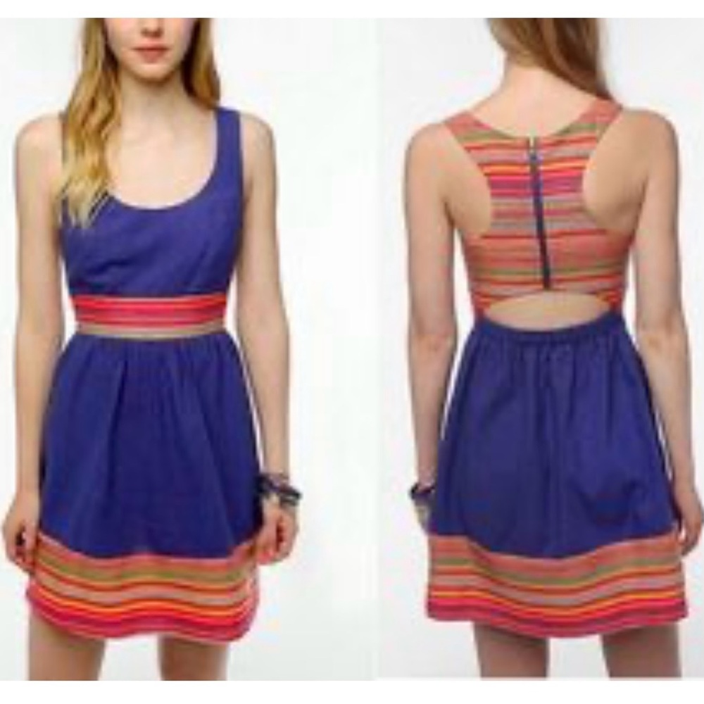 Striped Blue and Pink Women's Dress - urban outfitters - size small